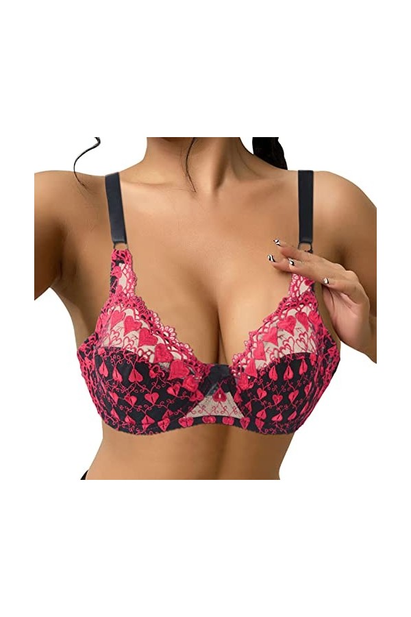 CUTeFiorino Thorn Ensemble soutien-gorge sexy en dentelle pour femme, Bordeaux, 80D