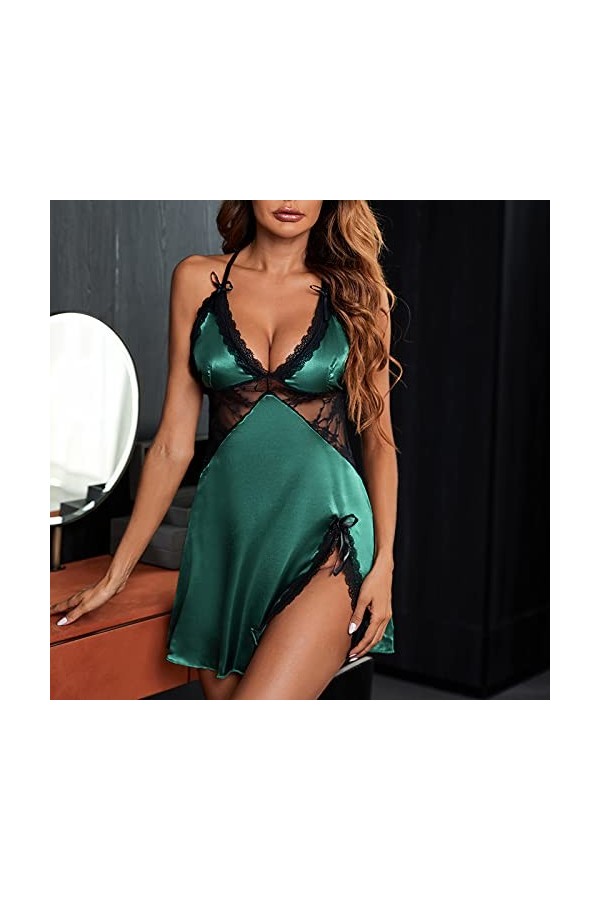 CUTeFiorino Lingerie avec nœud et nœud pour sous-vêtements - En acier - Sexy, vert, M