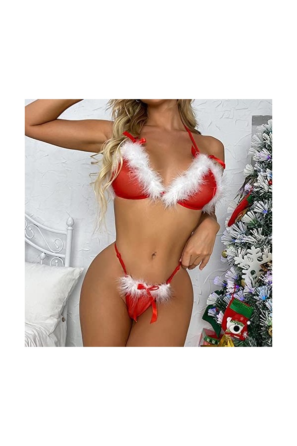 Lingerie Femme Sexy Ensemble Homme Sexy Hot y22k sous-vêtements érotiques de Noël en Velours pour Femmes Lingerie Ensemble 3 