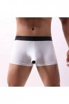 TDEOK Sous-vêtements à fines côtes pour homme - Sous-vêtements sexy - Sous-vêtements basiques - Boxer pour homme, Blanc., XL
