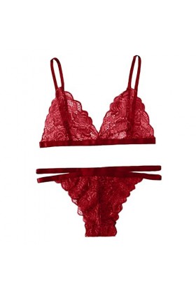 Femmes Ensemble de Lingerie Sexy Grande Taille Femmes V Cou SexyBabydoll Lingerie Dentelle Dos Longe sous-Vêtements Costume S