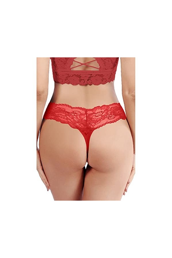 Générique Culotte sans Couture Femme Strings Dentelle Taille Basse Sensuelle Culotte Shorty Thongs Ficelle Nuisette Bikini Cu