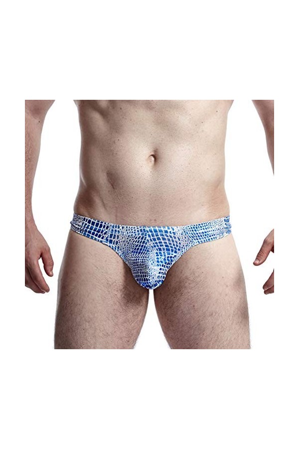 Culotte pour homme - Noir - Taille basse - Culotte Big SAC sexy - String pour homme, bleu, XL