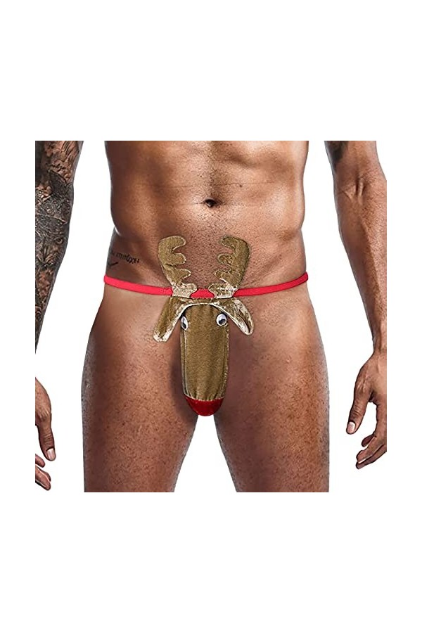 Ensemble Robe Et Pyjama Pour Homme Cadeau de sous-vêtements sexy Mankini bonhomme de neige visage de Noël G-String pour homme