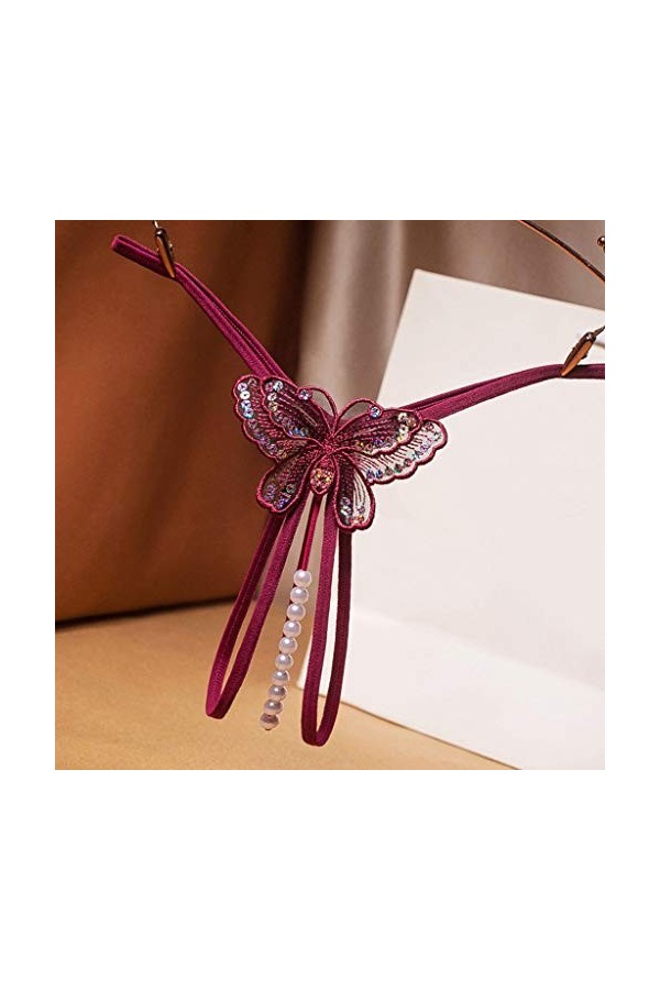 Générique Dentelle Pantalon Culotte Dames Thong sous-vêtements Femmes Thong Sexy Briefs Lingerie Douce Wine, One Size 