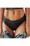 Liebeimmer Culotte sexy en maille extensible pour femme - Culotte sexy sans couture - Taille basse, Noir , L