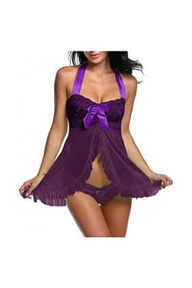 RYTEJFES Ensemble de sous-vêtements sexy érotiques en dentelle - Lingerie sexy pour femme - Sous-vêtements transparents - Gra