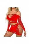 Femmes Sexy Lingerie vêtements de Nuit vêtements de Nuit résille Sheer Ensemble de Lingerie Lingerie Sexy Bustier Red, One S