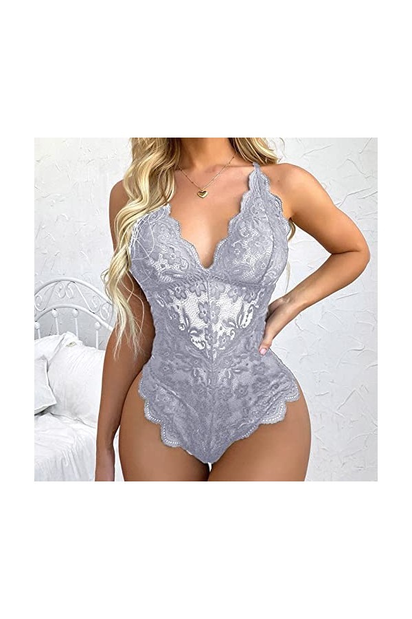 FGUUTYM Lingerie audacieuse, jeu de rôle, lingerie sexy, pour femme, rouge à carreaux, lingerie sexy argenté, taille L 