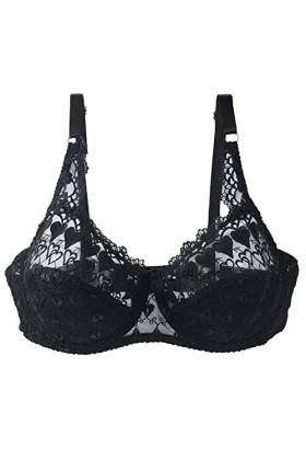 CUTeFiorino Thorn Ensemble soutien-gorge sexy en dentelle pour femme, Noir , 100C