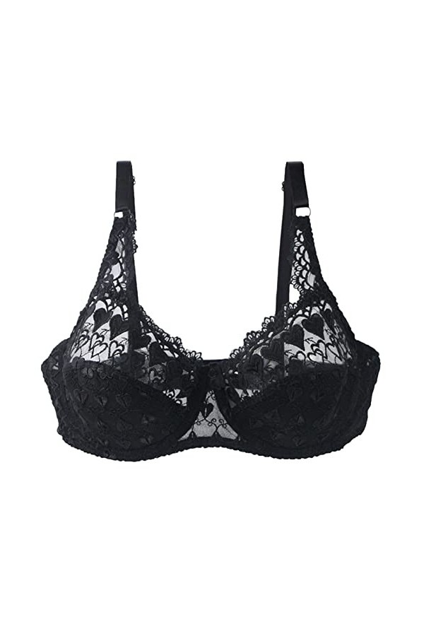 CUTeFiorino Thorn Ensemble soutien-gorge sexy en dentelle pour femme, Noir , 100C