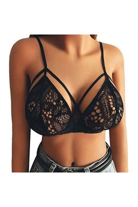 BIISDOST Lingerie sexy en dentelle pour femme - Bustier - Sous-vêtements sexy - Avec fente - Taille S, Noir , M
