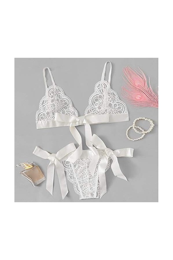 Lingerie Femme Sexy Ensemble Homme Sexy Hot y27k Trim Sexy Bow Lace Underpant Soutien-Gorge Set Set Scalloped Women Lingerie 