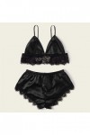 liaddkv Sous-vêtement sexy en dentelle pour dormir, en soie, satin, poitrine ouverte, lingerie, Noir , XL