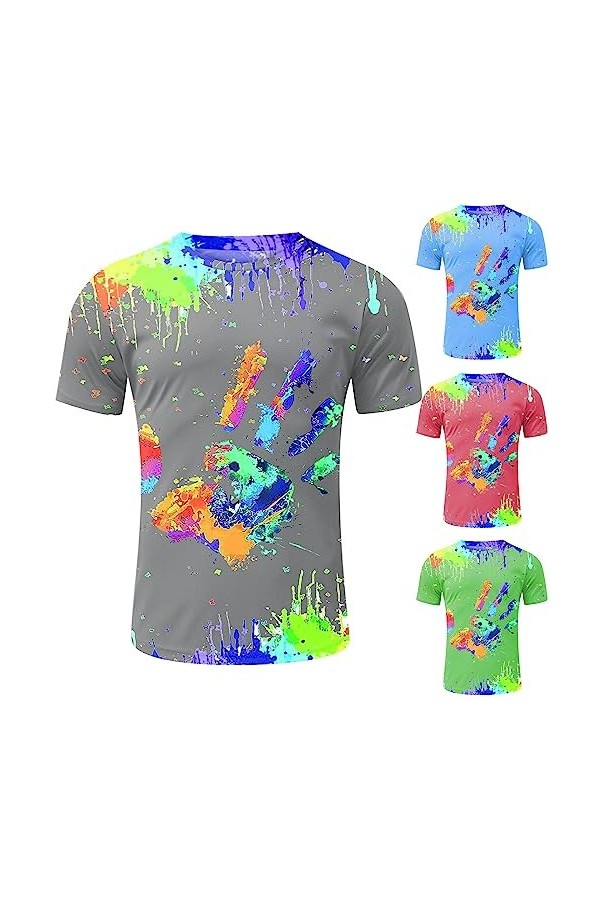 T-shirt de football pour homme - Coupe ajustée - Col rond - T-shirt basique à manches courtes - Respirant - Manches courtes, 