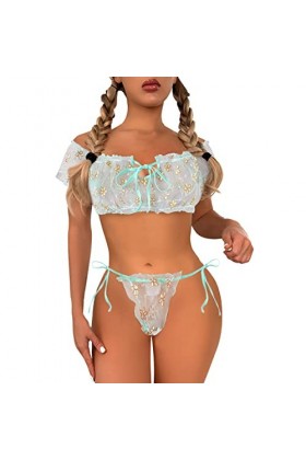 Dentelle Bas de Lingerie Bodystocking Mignon Jeunes Dames Haut en Dentelle Transparente et String Filles sous-vêtements Voir 