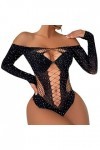 Générique Lingerie Sexy pour Femme Dames Sexy Brillant Lingerie à Manches Longues Maille Transparent Creux Sexy Lingerie Culo