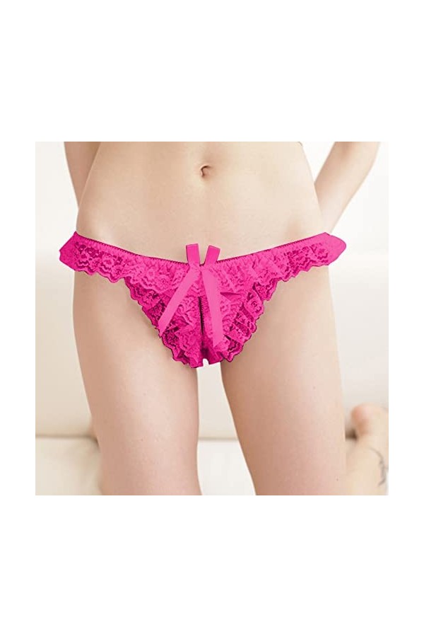 Culotte Femme Tanga String en Coton Slips Shorty Femmes Sexy Dentelle Slips évider Culotte Crochet à Lacets Culotte Tongs G S
