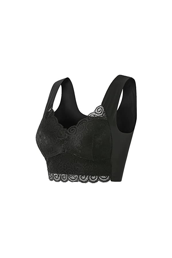 HANXIULIN Soutien-gorge de sport rembourré à fermeture avant pour femme - Dos croisé - Bonnets non rembourrés à lavant - Sol