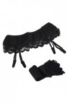 Dinnesis Ensemble de lingerie corsage pour femme - Bas porte-jarretelles + cuisses - Bas en dentelle - Ceinture - Jarretière 