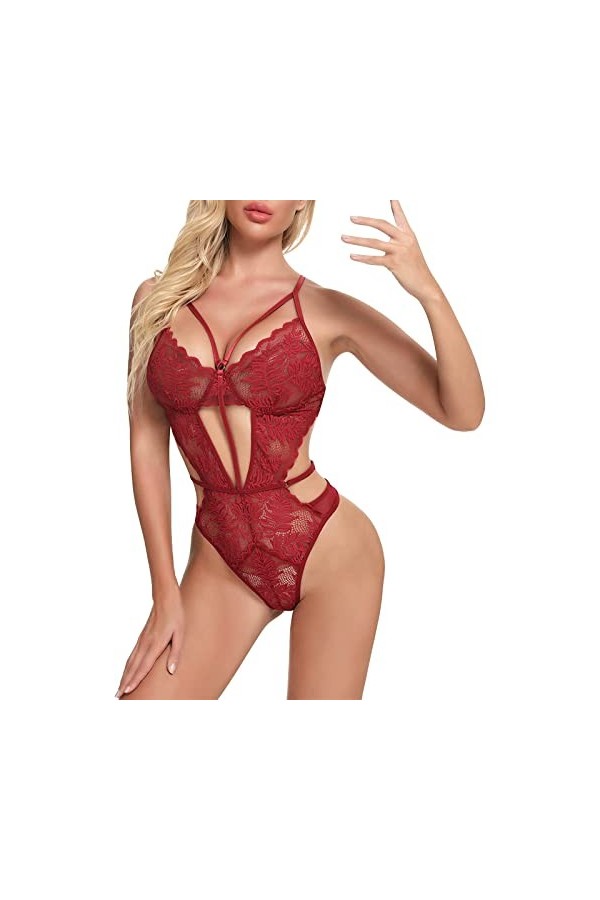 Lingerie Sexy Femme Coquine Hot See Through Nuit Body Grande Taille Élastique Mini Short Sexy Hot Clubwear Teddy Col en V Pro