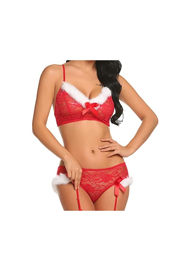 Noël Halloween Ensemble Lingerie Femme Cosplay Uniforme Seduction Bandeau Sexy Ensemble Lingerie érotique