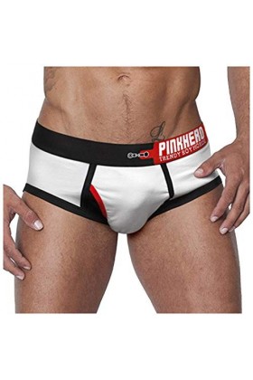 Sexy Hommes Sous-vêtements Vernis Hommes Imprimé Slip Mince Taille Basse Sexy Respirant Briefs Pyjama Amusant, Blanc., XXL