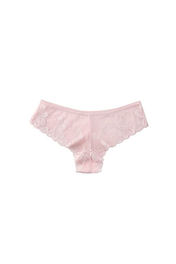 sous-vêtements String Un Ensemble Couleurs Optiont Lingerie Fleurs Creuses Côtés Culotte String Dentelle Culottes Pink, XL 