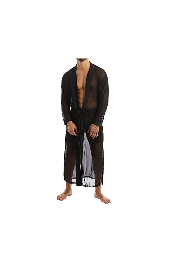 Lingerie Sexy Femme Body et Combinaison Hommes longues chemises Transparent point ouvert Cardigan Sexy cape décontracté hauts