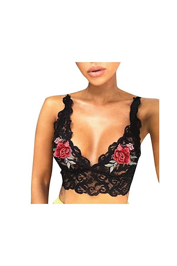 Lingerie sexy pour femme - Noir - Lingerie sexy - Dentelle - Soutien-gorge sexy avec surface de bas - Soutien-gorge pour femm