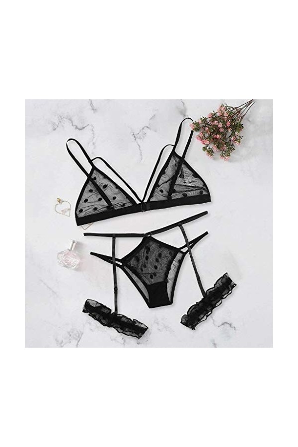 Lingerie Femme Sexy Ensemble Homme Sexy Hot y20k Set Lace Bra + Thong Lingerie sous-vêtements Femmes Sleepwear Plus Black Siz