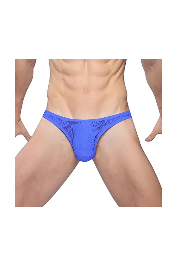 BIISDOST String en Dentelle pour Hommes Culotte de Sexe Culotte en T Transparente pour Hommes sous-vêtements Slips Pantalon D