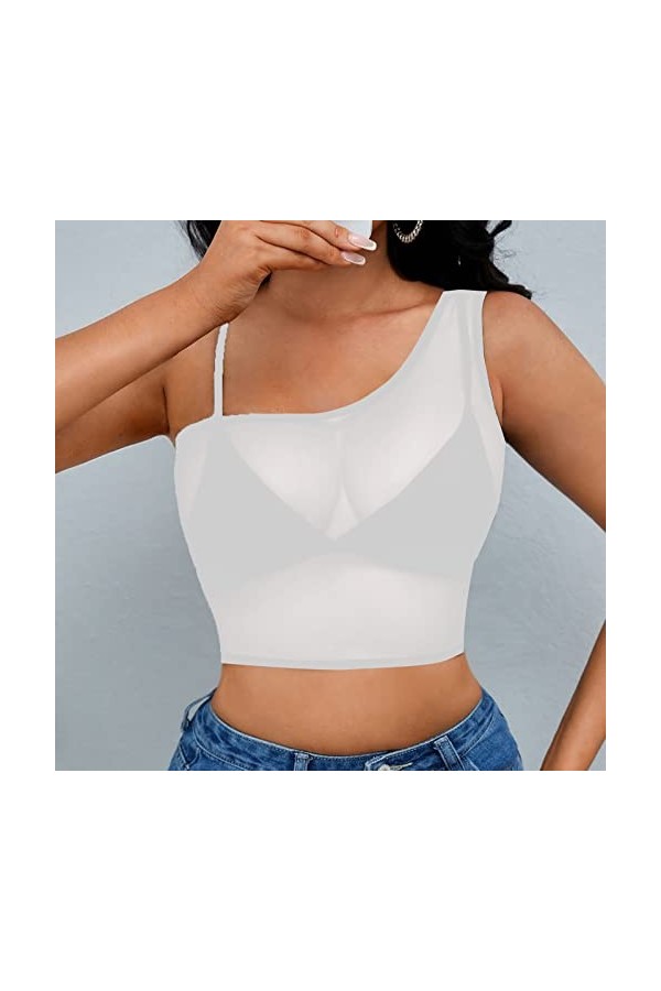 Lingerie Sexy Femme Hauts décontractés sans manches pour femmes voir à travers la chemise transparente pour femmes en maille 