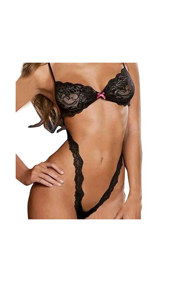 BIISDOST Vêtements de Nuit Sexy sous-vêtements de Nuit confectionnés Lingerie Femmes Bodysuit À Lingerie Black, L 
