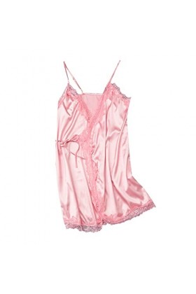 Pyjama chemise de nuit pour femme - Sous-jupon sexy avec col en V pour femme - Bretelles antidérapantes - Vêtement de nuit, R