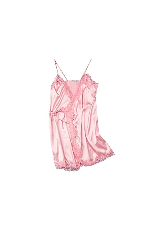 Pyjama chemise de nuit pour femme - Sous-jupon sexy avec col en V pour femme - Bretelles antidérapantes - Vêtement de nuit, R
