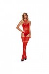 BIISDOST Femmes Sexy Lingerie Résille Bodystocking sous-Vêtements De Nuit Chemises Bodys Jarretière Lingerie pour Sexy Red, 