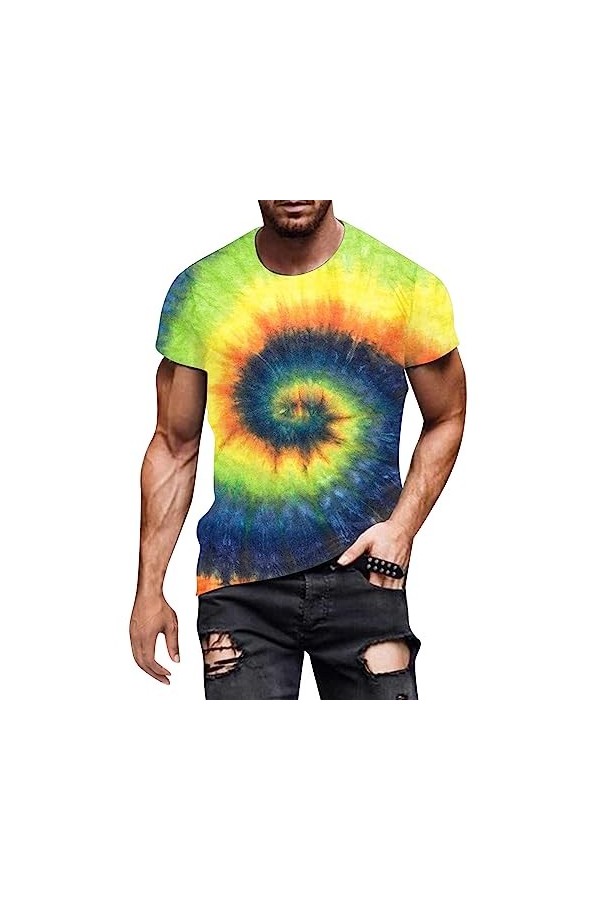T-shirt basique à col rond pour homme avec dégradé de couleurs pour vêtements de football respirant à manches courtes et séch