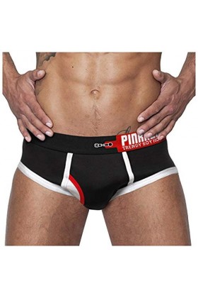 Sexy Hommes Sous-vêtements Vernis Hommes Imprimé Slip Mince Taille Basse Sexy Respirant Briefs Pyjama Amusant, Noir , XXL