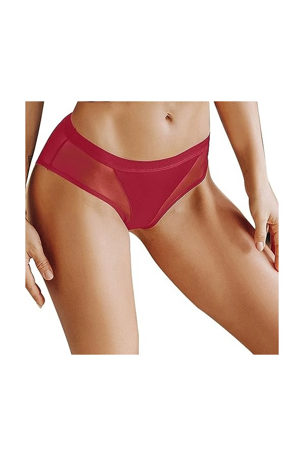 Pianshanzi Strings & Tangas pour femme - String sexy - Sans coutures - String en V doux - Effet mouillé - Dentelle - Fleur - 