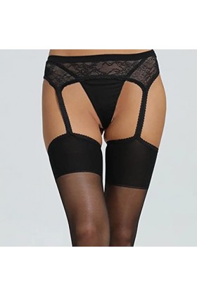 LOIJMK Jarretière en dentelle pour femme 4 sangles avec bas pour cuissardes élégantes chaussettes pour homme 47-49, Noir , ta