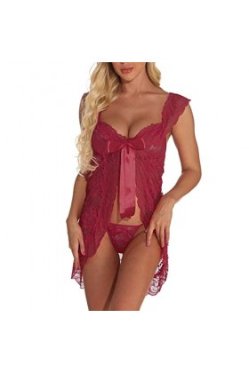 MODSGUE Ensemble de lingerie sexy - Débardeur - Soutien-gorge et culotte - Chemise de nuit rétro - Lingerie séduisante - Culo