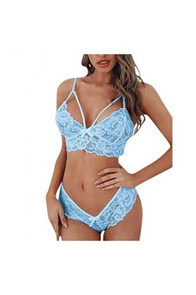 Keerlonno Sous-vêtements pour femme Hipster Dentelle Taille Sous-vêtements Fleur Soutien-gorge Corset Bralette Deux pièces Co
