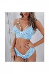 Keerlonno Sous-vêtements pour femme Hipster Dentelle Taille Sous-vêtements Fleur Soutien-gorge Corset Bralette Deux pièces Co