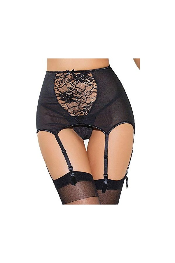 BIISDOST Jarretière Lingerie Dentelle Sexy Suspender Thigh-Highs Ceinture de Femmes Short Cuir Black, XXL 