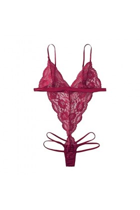 liaddkv Lingerie sexy en dentelle pour femme, Bordeaux, S