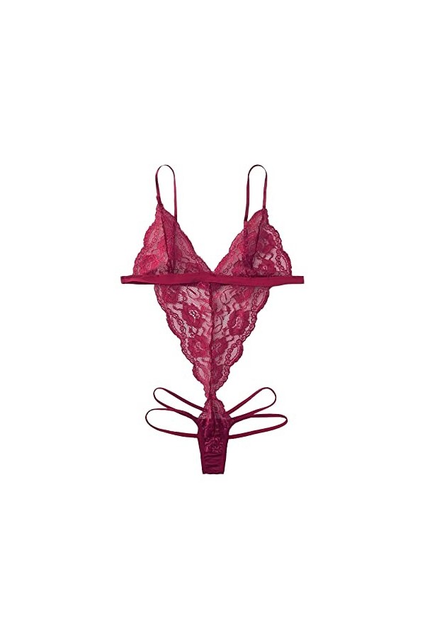 liaddkv Lingerie sexy en dentelle pour femme, Bordeaux, S