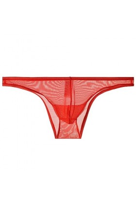 Générique sous-vêtements Transparents pour Hommes Slips à moitié Transparents Taille Basse U Convexe Bikinis Rouge,M 