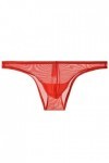 Générique sous-vêtements Transparents pour Hommes Slips à moitié Transparents Taille Basse U Convexe Bikinis Rouge,M 