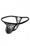 Générique Strings Sexy en Dentelle et Maille pour Hommes Lingerie Slips Respirants sous-vêtements Transparents Taille Basse B